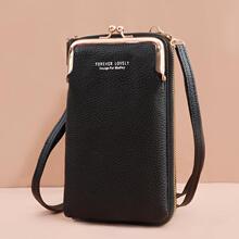 E 27218 Lychee print solid multi-function phone bag ��֦�ƴ�