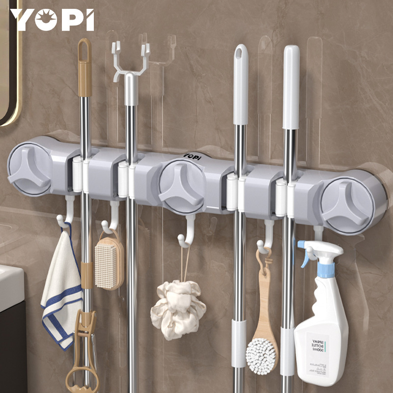 YOPI 3 吸盤モップクリップ強粘着フックパンチフリーモップフック浴室浴室ほうきクリップモップホルダー|undefined