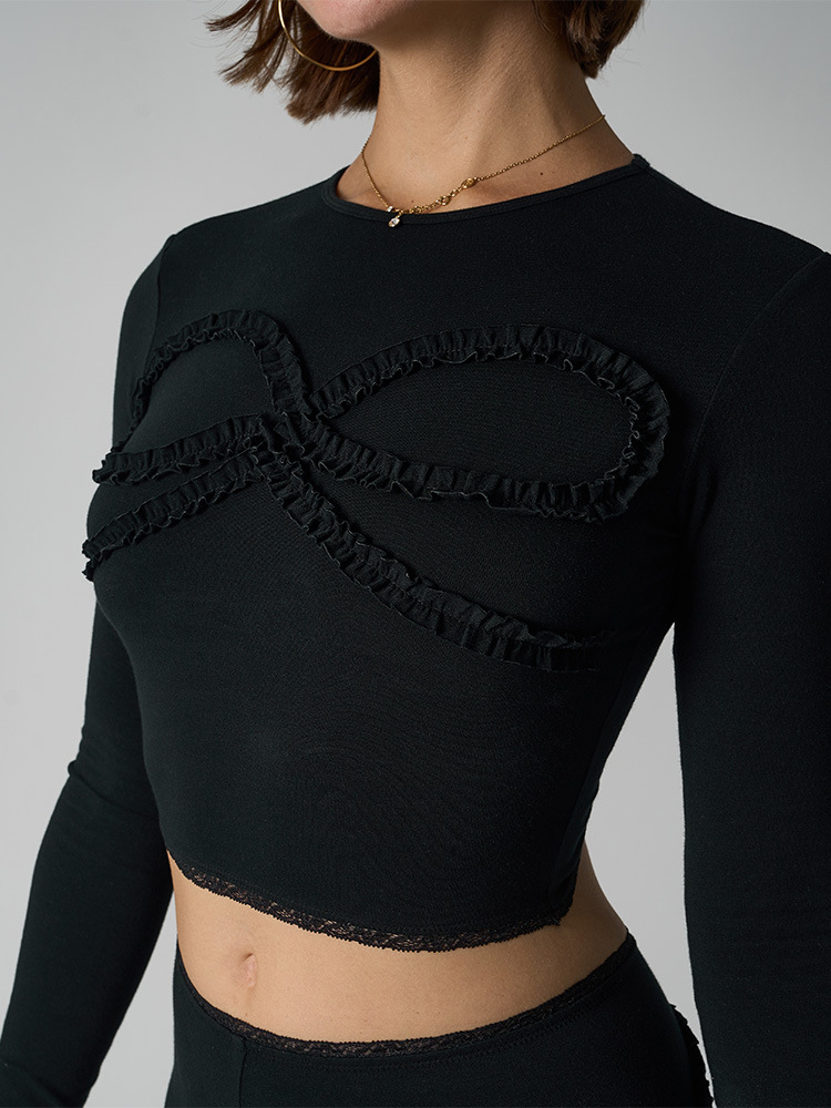 Dames set met high waist flare legging en cropped top_voghion.com