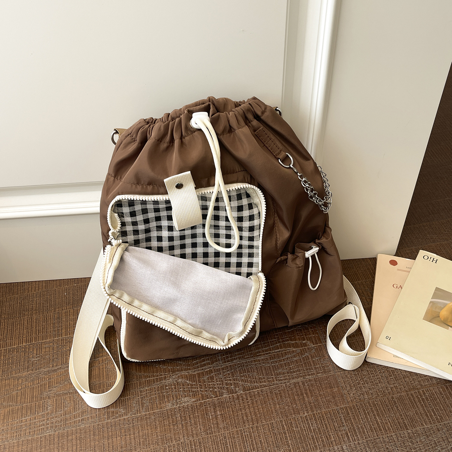 2026 nueva tendencia de gran capacidad bolso de hombro para mujeres lindas niñas de la escuela de viento bolsa de cuerda casual bolsa de dolor