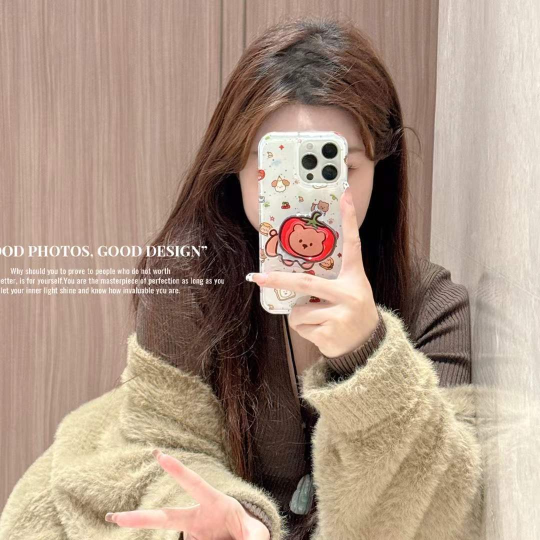 Perro de tomate lindo de dibujos animados para iphone15 soporte 16ProMax funda para teléfono móvil 14 Apple 13 femenino 16 nuevo