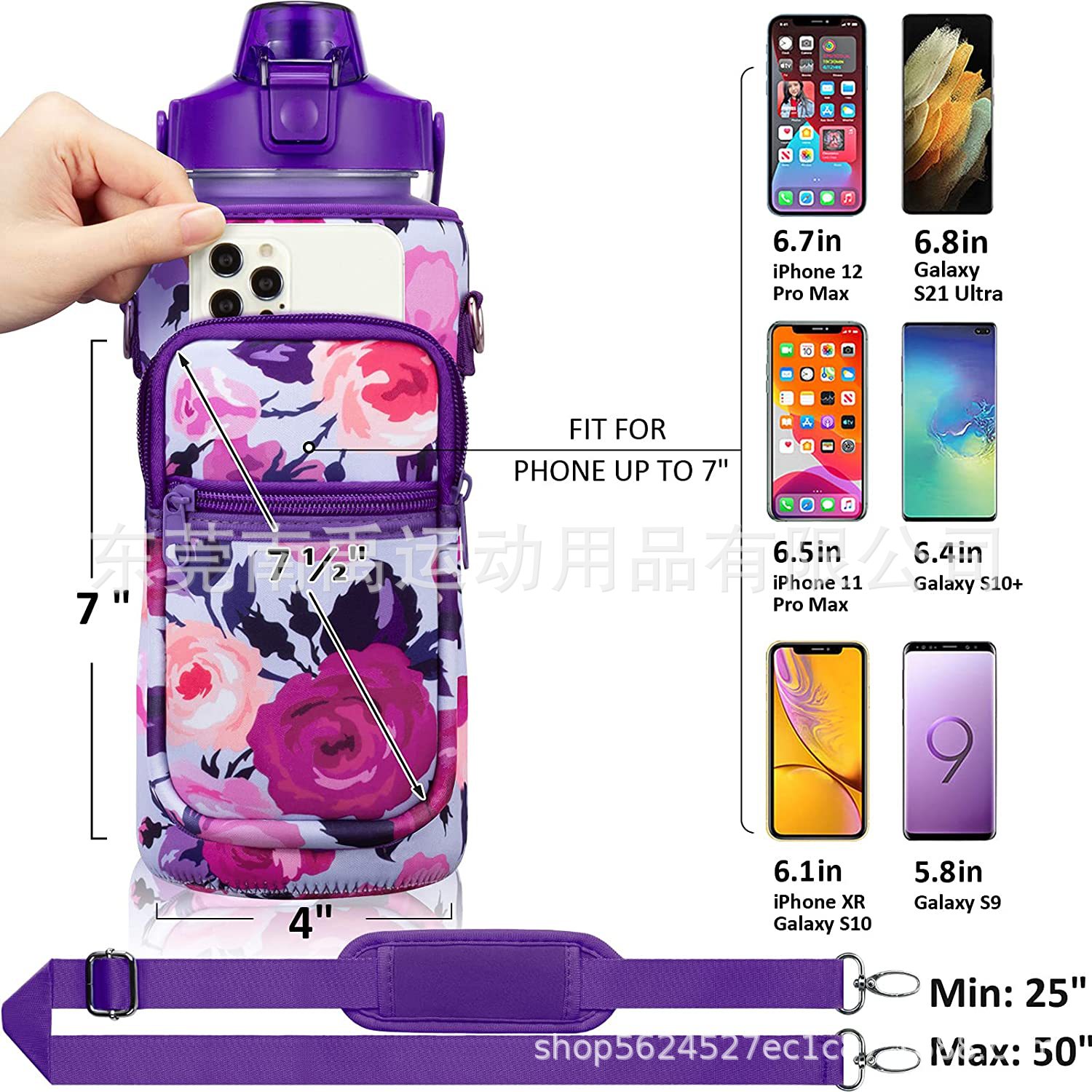 半加仑水瓶潜水料水壶套64盎司oz健身运动隔热大瓶套