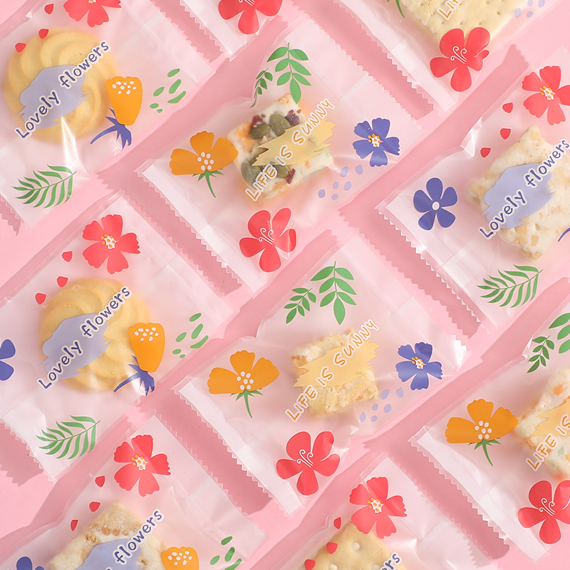 Frosted copo de nieve crujiente bolsa de embalaje hornear postre galleta pequeña bolsa de galletas dulces leche Jujube beef biscuit machine Seal bolsa