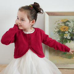 Children's clothing girls 2024 new Spanish palace style children's knitted sweater cardigan long-sleeved coat sweater small shawl