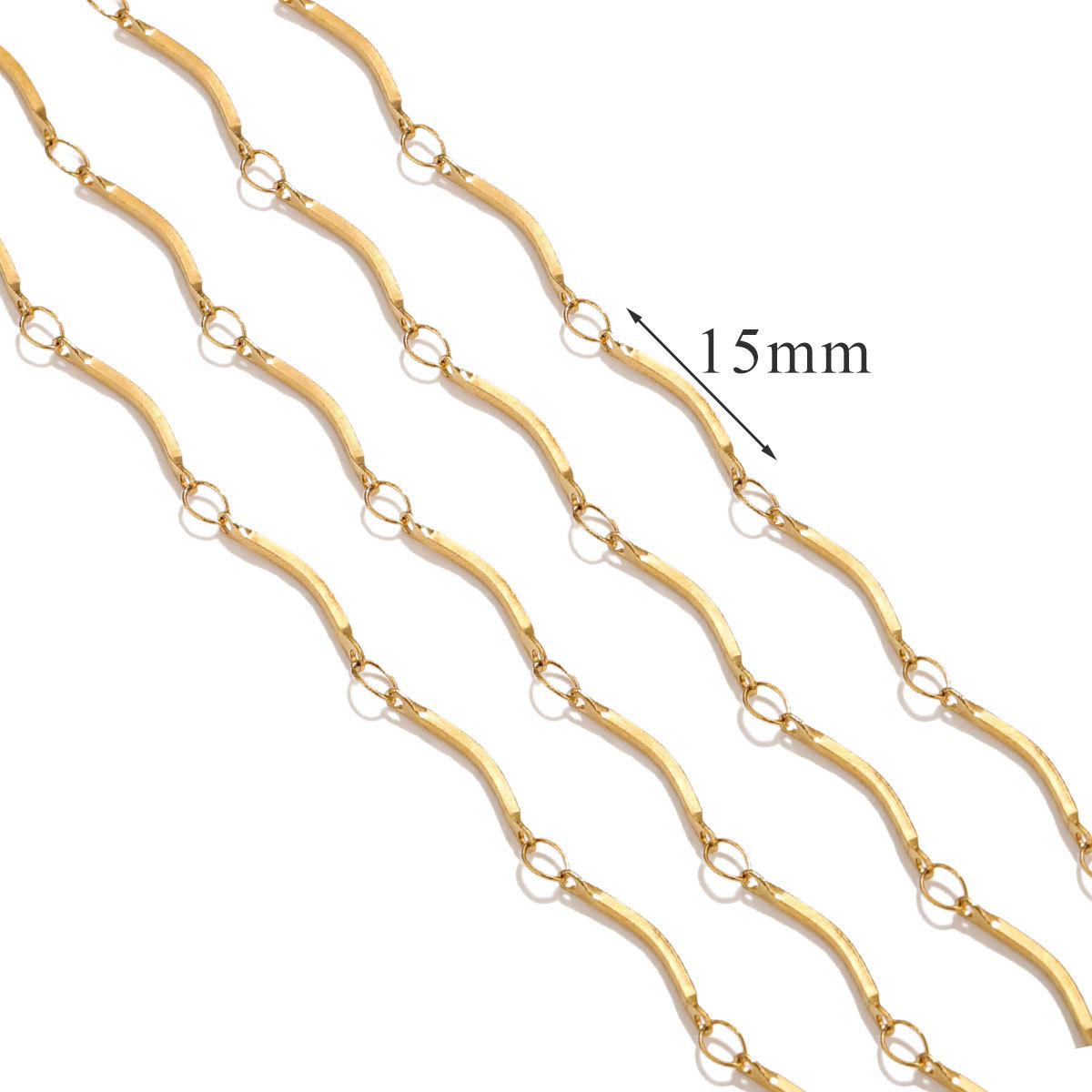 Accesorios de cadena de acero de titanio acero inoxidable galvanizado 18K oro palo S cadena no se desvanece en joyas de viento