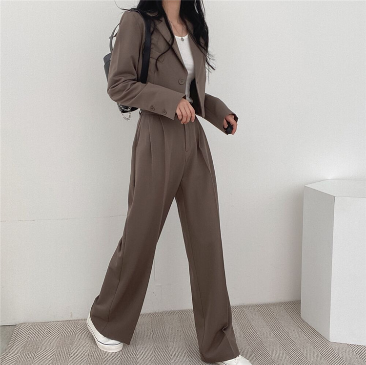 新品2022春夏秋季网红休闲英伦风小西套装女士短款韩版西服上衣详情6