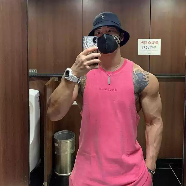 Fitness Vest Men's Suit Muscular Men's Clothes Rolled Iron Waistcoat I-character Training Clothes Sports Loose Sleeveless T-shirt