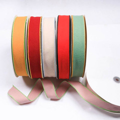 Autumn and Winter Single-Side Color-Edge Flocked Fabric Ribbon DIY Hat Flower Gift Butterfly Handmade Bow Hair Accessory