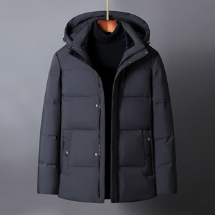 Cross-Border Wholesale New Men's Mid-Length Middle-Aged Thickened Coat Outdoor Trade Winter Clothing Trendy Hooded