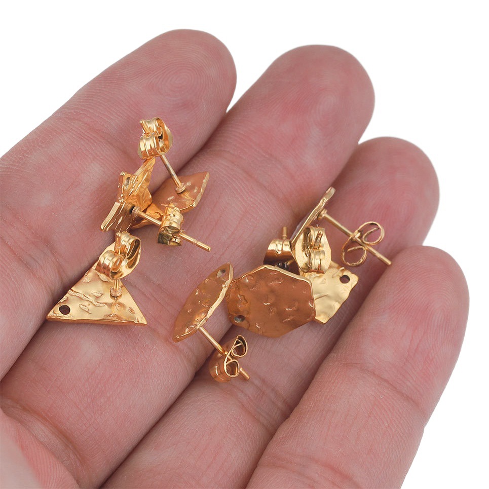 Pendientes geométricos de acero inoxidable europeos y americanos columna en relieve DIY pendientes pieza con agujero accesorios de joyería pendientes de acero de titanio producción