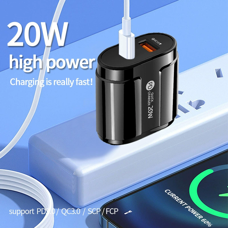 Кроссбордер PD20W двойной порт зарядное устройство, подходящее для Apple USB, домашний отель поездки, быстрая зарядка, US вилка