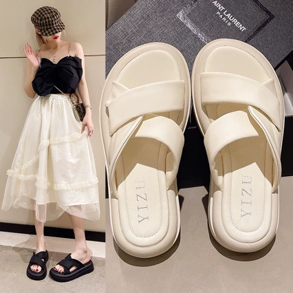 Slide platform, slippers, summer beach footwear, 2025 years