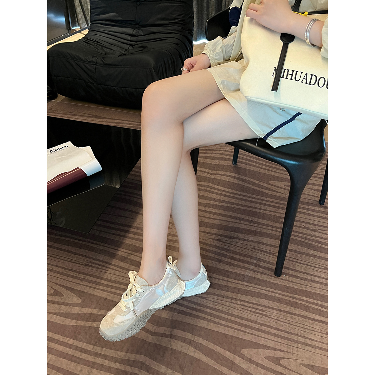 Versión de cuero de vaca ~ zapatos de ballet de cuero auténtico zapatos deportivos casuales transpirables de mujer zapatos de altura de suela pequeña