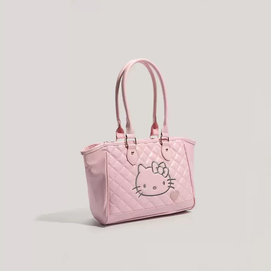 Сумка ручная через плечо (Sanrio) Hello Kitty, ромбовидная стёганая, розовая, 30×11×22 см
