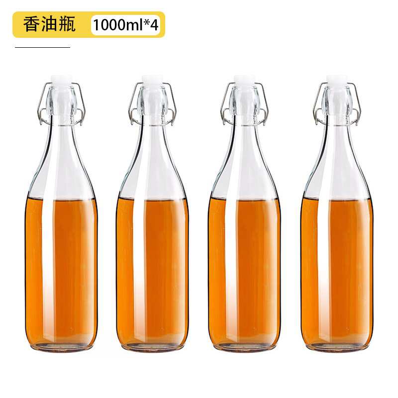 Botella sellada de vidrio de grado alimenticio, hebilla, tapa, aceite de sésamo, botella vacía, olla de aceite de cocina de gran capacidad, botella de bebida condimentada