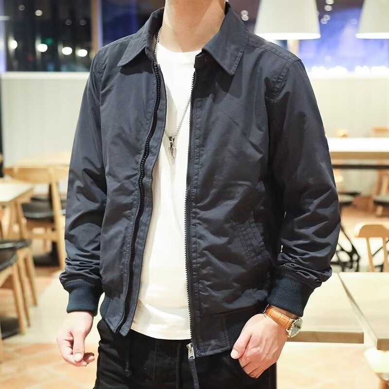 American Casual Business Work Jacket Young Men's Spring and Autumn Versatile Lapel Jacket Men's Loose Solid Color Jacket American Casual Business Work Jacket Young Men's Spring and Autumn Versatile Lapel Jacket Men's Loose Solid Color Jacket
