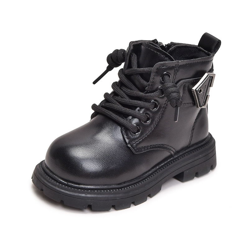 Scarpe da bambino Martin 2024 autunno e inverno nuove corte in stile britannico per ragazzi stivali singoli in pelle_voghion.com