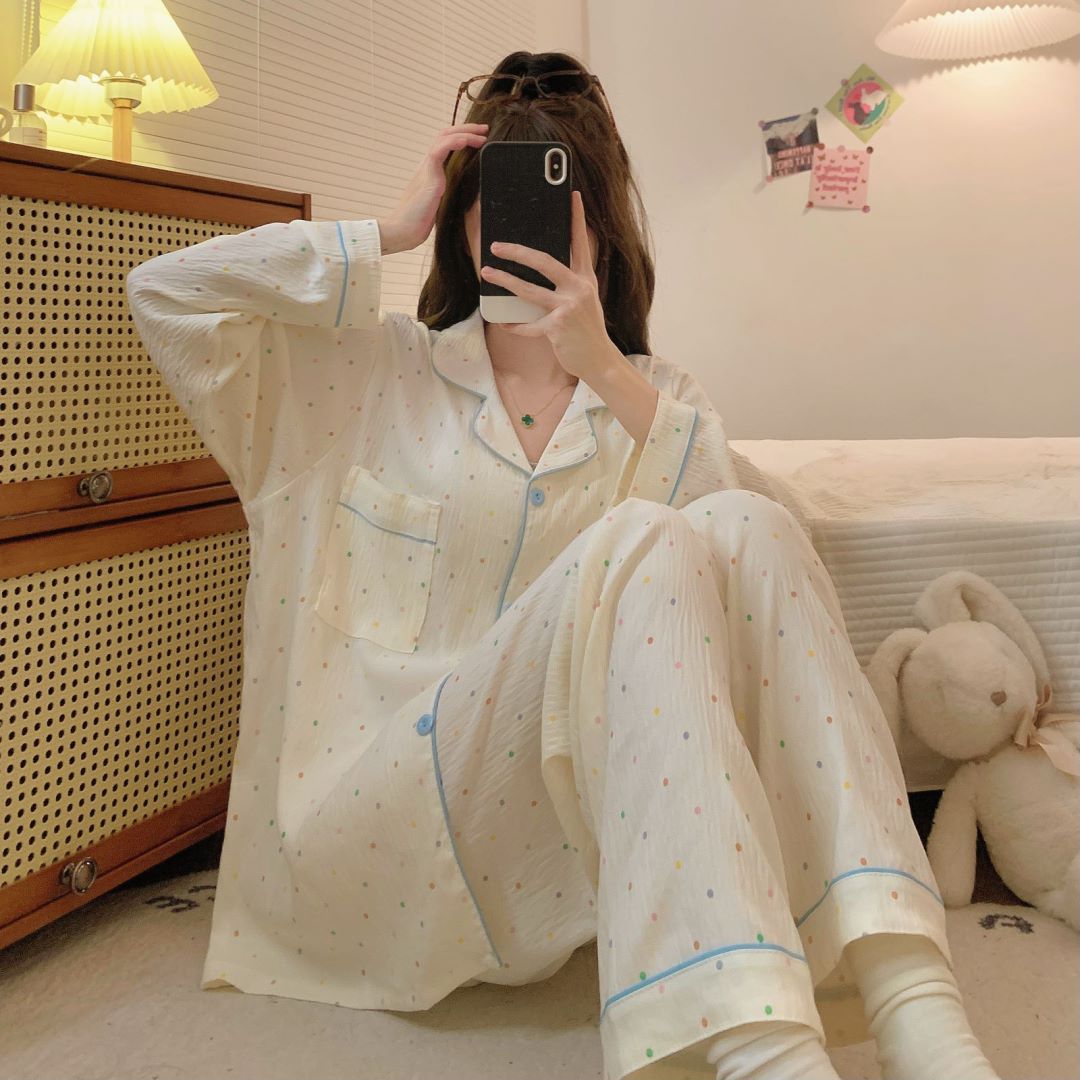 云朵棉加大加肥胖MM甜美250斤宽松甜美少女长袖套装家居服