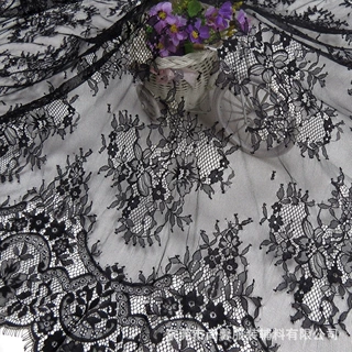 满幅无弹秋牡丹花型睫毛女睡衣装花边婚纱流行锦纶蕾丝连衣裙花边