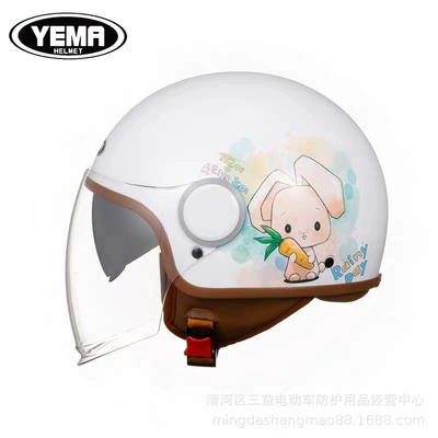 Motosiklet kaskı (dəbilqə) – 3C Certification - ceramic-white-carlo-rabbit-with-long-transparent-mirror