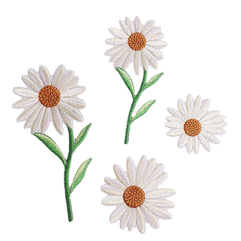 Yi Nian bordado de computadora multicolor Margarita insignia girasol mezclado bordado tela pegatina sombrero bolsa Decoración Accesorios