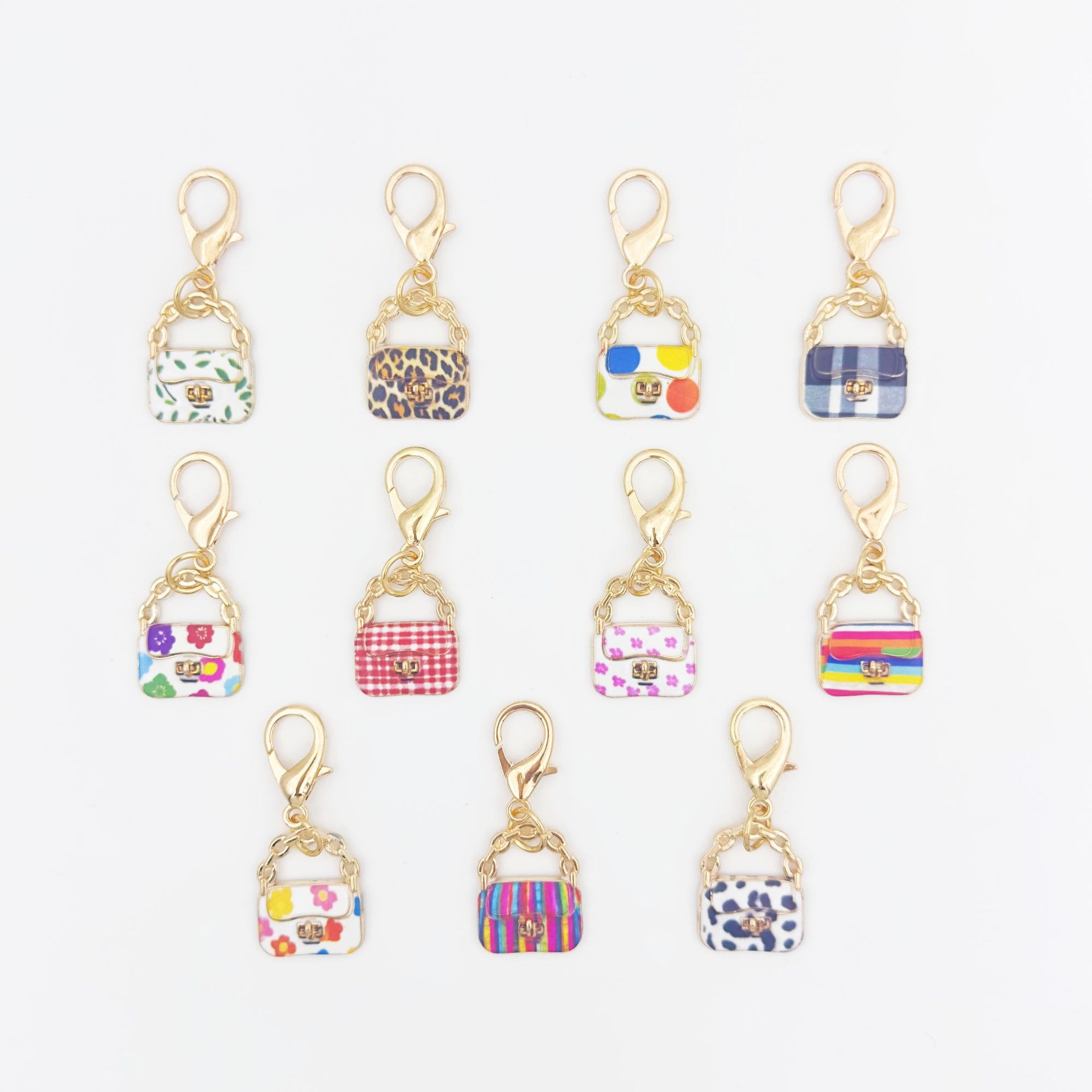 Mini bag oil-drip alloy keychain pendant DIY multi-color handbag phone pendant accessory wholesale