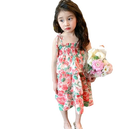 Girls Skirt Flower Crumpled Cake Skirt Dress Princess Skirt 24 Summer Clothing New Foreign Trade Children's Clothing Dropshipping