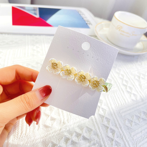 Small fresh pearls, imitation shell flowers, Korean simple hair accessories, hairpins, leaf duckbill clips, side clips, bangs clips, jewelry