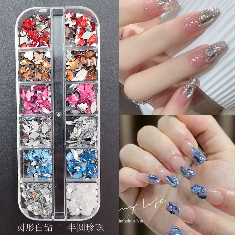 Accesorios para uñas Mini diamantes para uñas Diamantes planos de forma especial Blanco rosa champán Accesorios para uñas súper brillantes