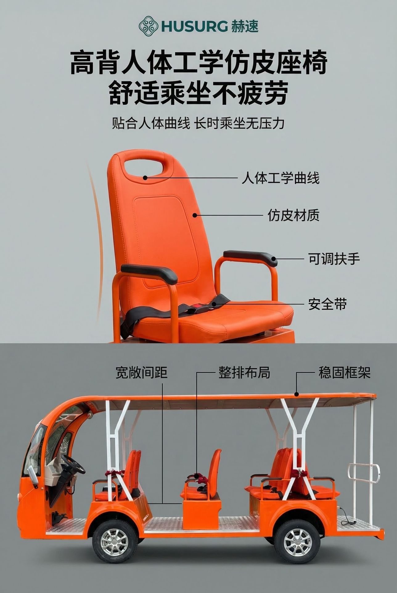 Open-type electric four-wheel sightseeing vehicle for scenic areas, parks, hotels, resorts, and airport reception shuttle