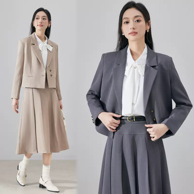 小个子短款西装外套女春秋大学生教师穿搭职业装公考面试正装套装