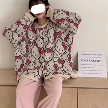 2024年洋气新款韩版设计感卡通猫咪针织设计风格简约开衫女装潮