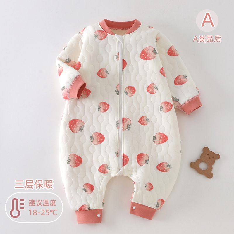 Baby Sleeping Bag Pure Cotton Spring & Fall Kidsren's Warm Anti-Kick Quilt Baby Split-Leg Sleeping Bag Kidsren's Pajamas Quilted Four-Season Style