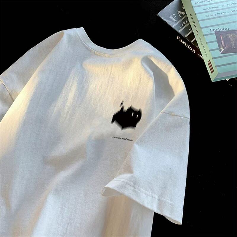T-Shirt Short-Sleeved Trendy Brand 200g Summer New Pure Cotton Men's Half-Sleeved Korean Style Trendyy Top Fashion Bottoming Shirt
