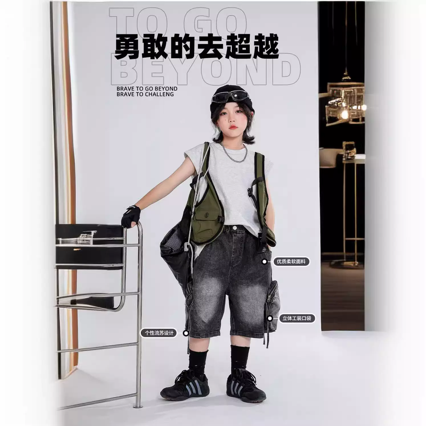 男童夏季韩潮工装牛仔中裤2024新款儿童时尚中裤男孩薄款裤子潮