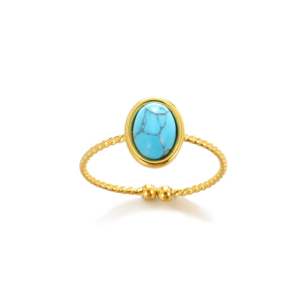 All Seasons Season Wholesale Jewelry Retro Devil's Eye Heart Shape 304 Stainless Steel Turquoise Plating Open Rings