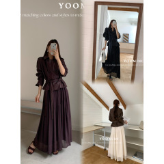 YOOMINI-感宽松简约气质优雅半身长裙2025秋上新半身裙M16397-SR