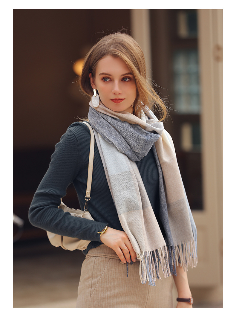 Fashionable Versatile Scarf Plaid Contrasting Cashmere Scarf Comfortable Fresh Sweet Shawl Scarf For Women_voghion.com