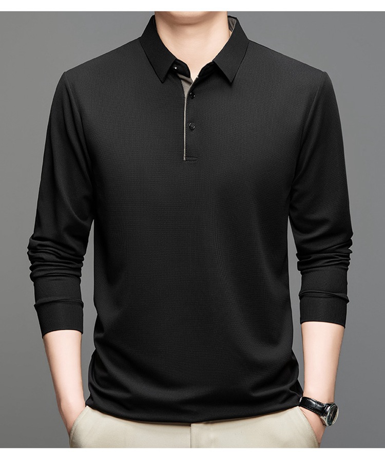 Langarm-Poloshirt für Herren, 2024 Frühling und Herbst Business-T-Shirt mit lockerem Kragen für Herren_voghion.com