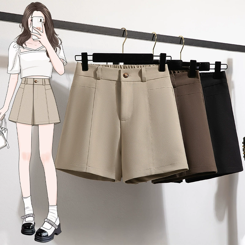 Реальный снимок дизайнерских серых шорт для женщин, лето 2025, высокая талия, утягивающий эффект, свободный крой, широкие брюки, повседневные брюки.