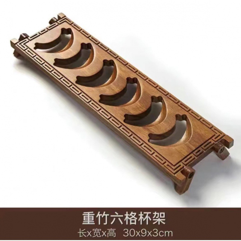 무거운 대나무 6칸 컵 홀더