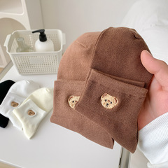 襪子女短筒襪春秋季日系韓版ins潮網紅款街頭可愛小熊刺繡女船襪