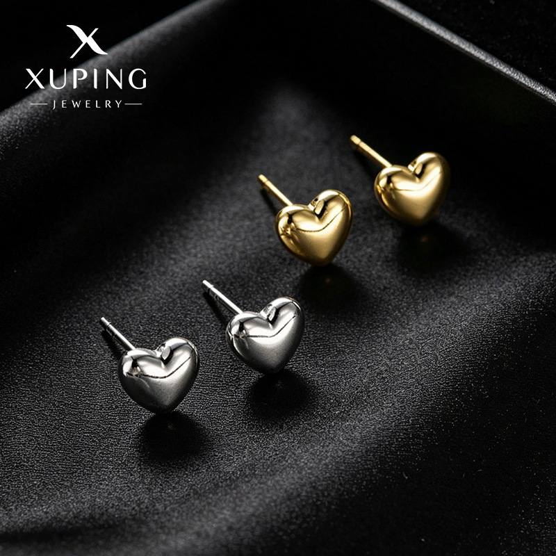 Xuping estilo simple brillante amor pernos de orejas fácil de usar para el viaje diario viento pequeño y exquisito orejas al por mayor mujeres
