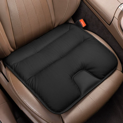 Nappa Leather Car Seat Cushion, Universal for All Seasons, Breathable Backrest Cushion, Single-Piece Premium Seat Cover for Front and Rear Seats (Seat cushion, seat cover) - noble-black-single-cushion