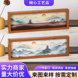 网红动态山水流沙画 玻璃沙漏摆件 办公室解压装饰礼品批发