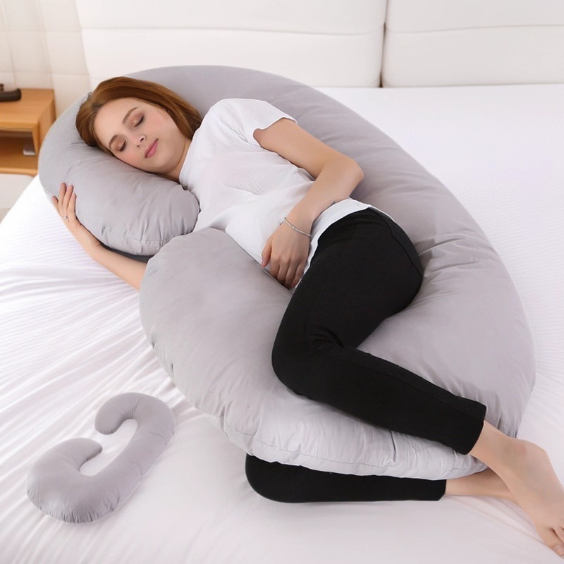 C-Shaped Nursing Pillow, Lumbar Support Pillow for Side Sleeping, Polyester Fiber Filled Maternity Pillow, Maternity Bay Window Cushion