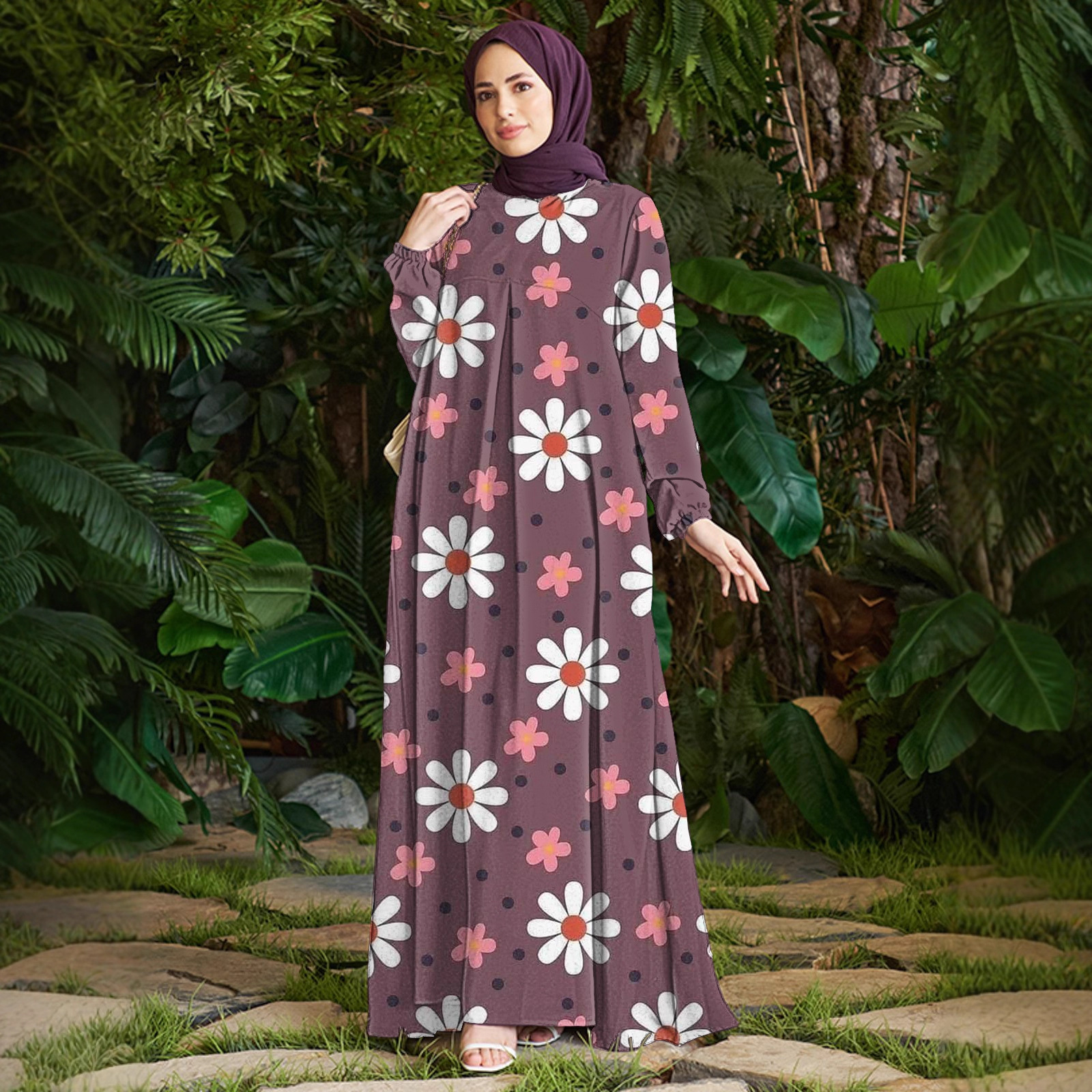 2025 Autumn New Fashion Print Dress for Women Polyester Cross Border Foreign Trade Suitable for Europe And America_voghion.com