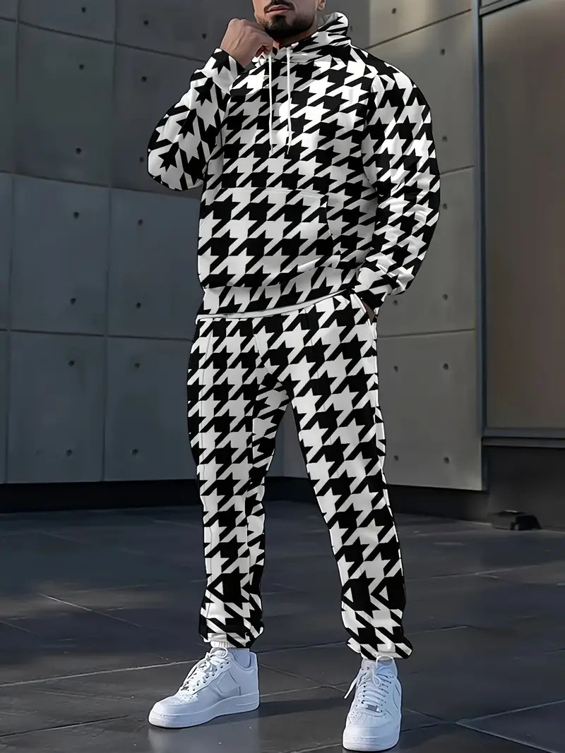 Otoño nuevo estilo de los hombres colorido color de contraste estilo de diseño estilo popular cordón suéter con capucha pantalones MC11-ML1