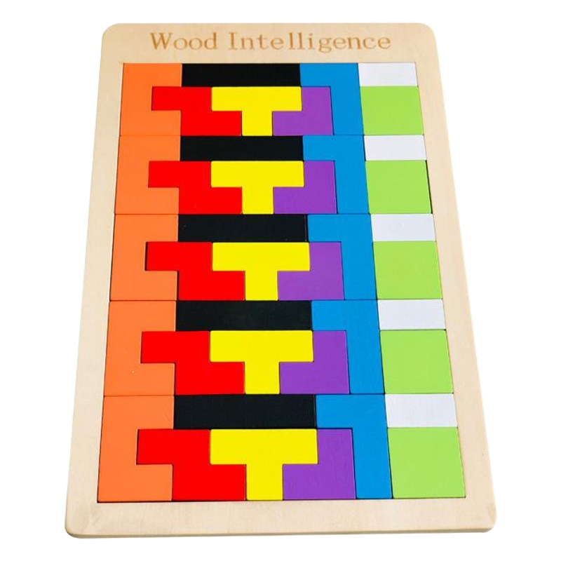 Fabricante transfronterizo de Tetris, venta al por mayor de rompecabezas de madera, bloques de construcción de madera, juego de rompecabezas, juguetes educativos para niños