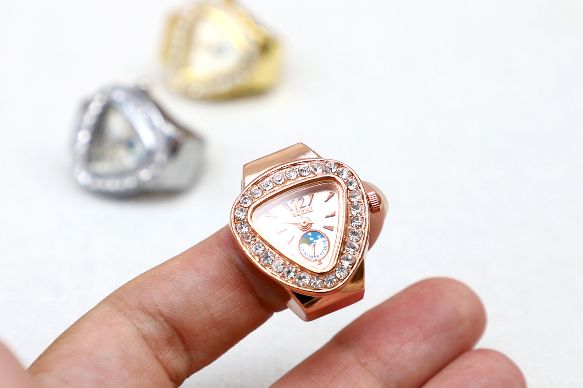 Triangle Dial Shape Casual, Daily, Street Occasion Quartz Movement Classic Style Solid Color Stainless Steel Strap Quartz Rings Watch Watch Rings
